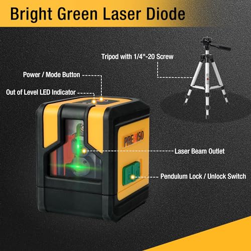 PREXISO 100Ft Green Laser Level with Tripod