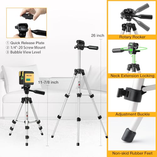 PREXISO 100Ft Green Laser Level with Tripod