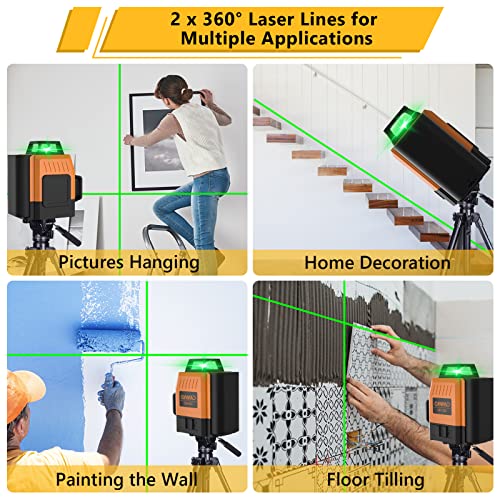 OMMO 8-Line Green Laser Level with Magnetic Stand