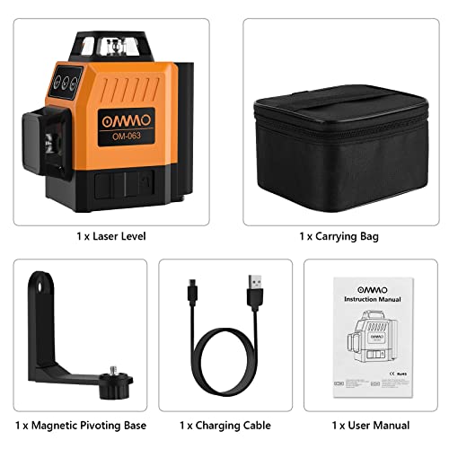 OMMO 8-Line Green Laser Level with Magnetic Stand