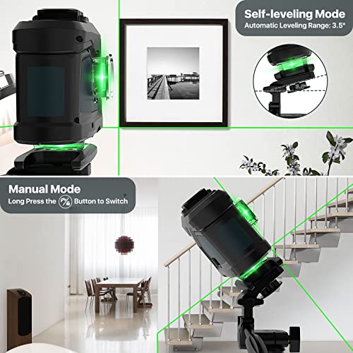 3D Green Laser Level with Magnetic Bracket