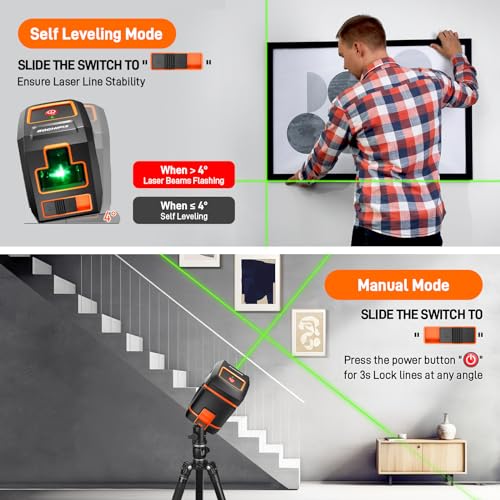 GOCHIFIX Self-Leveling Green Cross Line Laser 100ft