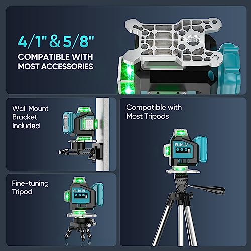 Elikliv 360° Self-Leveling Green Laser Level Tool