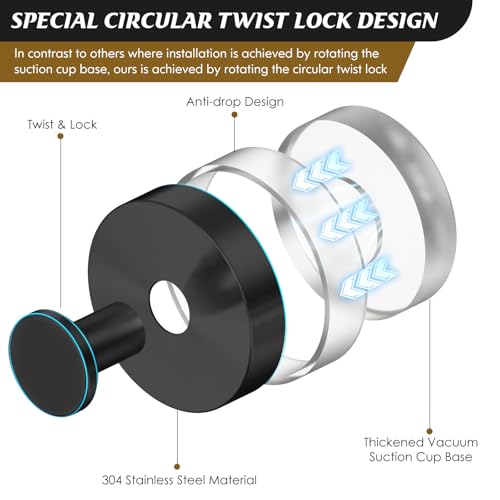 MOTAIPEAK No-Drill Suction Cup Shower Hooks - 2 Pack