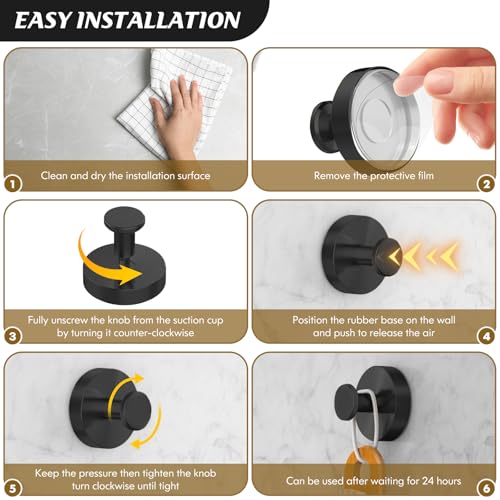 MOTAIPEAK No-Drill Suction Cup Shower Hooks - 2 Pack