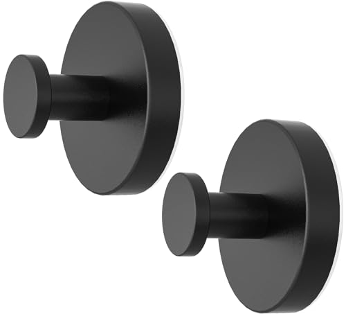 Matte Black Suction Cup Hooks for Bathrooms - 2 Pack