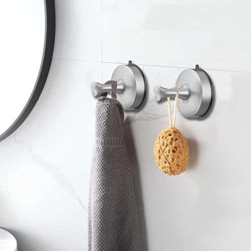 Brushed Nickel Suction Cup Hooks for Bathroom