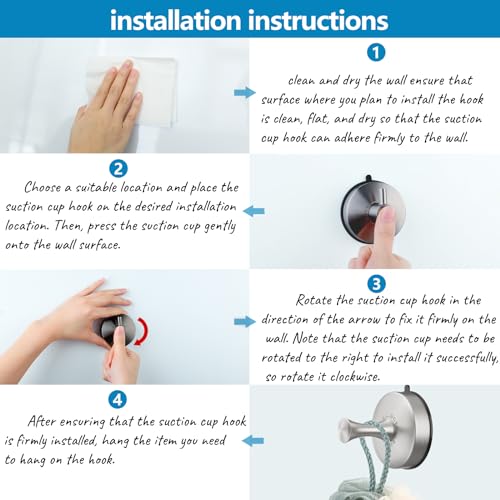 Brushed Nickel Suction Cup Hooks for Bathroom