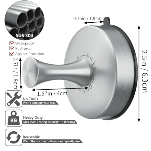 Brushed Nickel Suction Cup Hooks for Bathroom