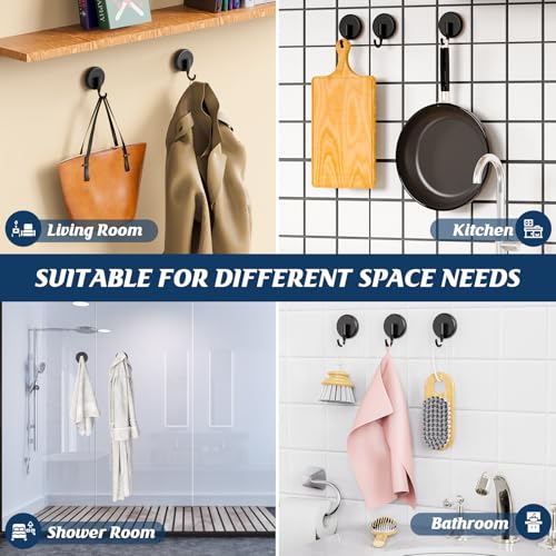 MOTAIPEAK Suction Cup Hooks - 2 Pack Black