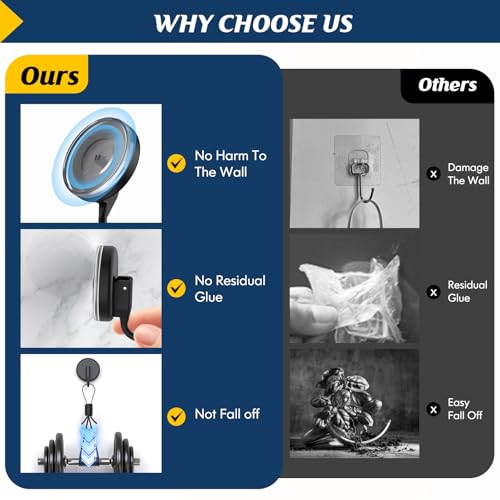 MOTAIPEAK Suction Cup Hooks - 2 Pack Black