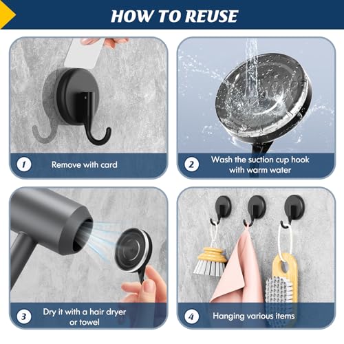 MOTAIPEAK Suction Cup Hooks - 2 Pack Black