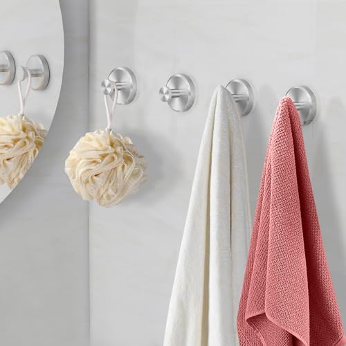 Brushed Nickel Suction Cup Hooks, 4-Pack