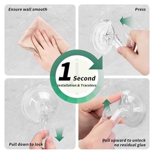 Heavy-Duty Suction Cup Hooks for Shower - 3 Pcs