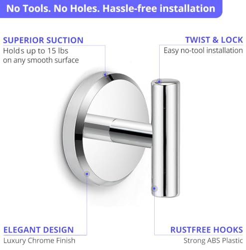 T-Shaped Suction Cup Hooks for Bathroom & Kitchen