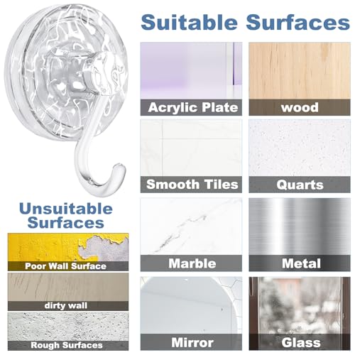 HAILMAJOR Heavy Duty Suction Cup Hooks - 4Pcs