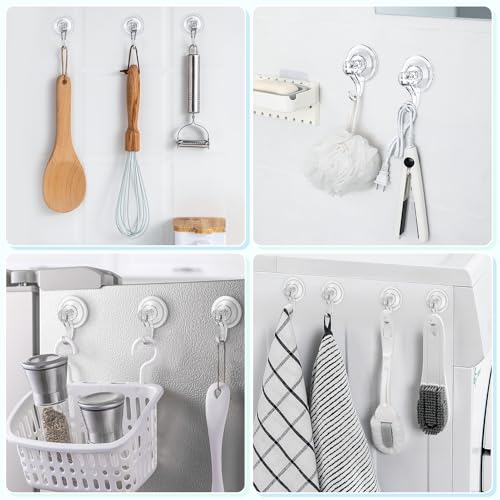 Heavy Duty Clear Suction Cup Hooks - 2 Pcs