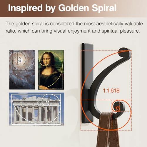 jockcaras Adhesive Wall Hook for Towel/Coat - Extra Sticky 10LB Stainless, Stick on Hanger for Bath or Shower, Matt Black 4-Pack