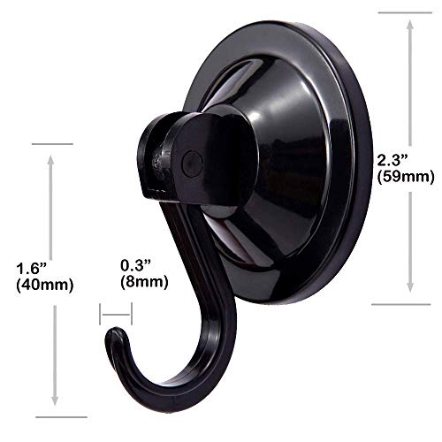 NL HOME Suction Cup Hooks, Powerful Vacuum Wreath Hangers for Glass Door or Window, Set of 4, Black