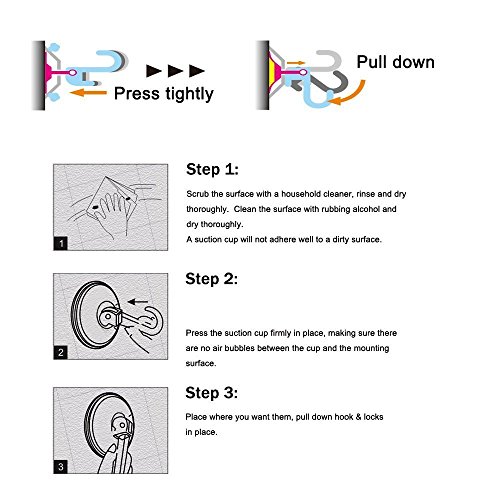 NL HOME Suction Cup Hooks, Powerful Vacuum Wreath Hangers for Glass Door or Window, Set of 4, Black