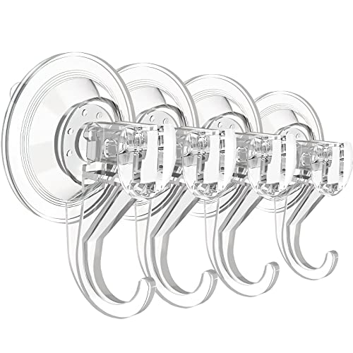 EAMOMORK Suction Cup Hooks for Shower, Large Clear Heavy Duty Suction Cup Hooks, Wreath Hangers for Front Door Window Glass Kitchen Towel Loofah Utensils (4 Packs)