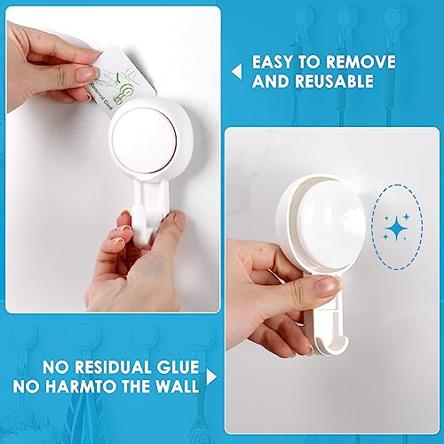 LUXEAR Suction Hooks Powerful Vacuum Suction Cup Hooks- Heavy Duty for Shower, Waterproof Suction Hanger for Bathroom Kitchen Towel, Robe, Loofah Removable and Reusable for Bags Coat (2 Pack)