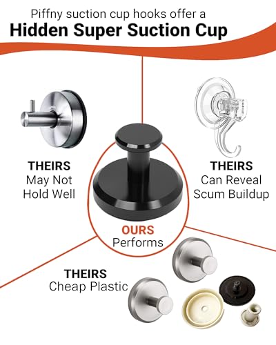 Suction Cup Hooks for Showers, Bathrooms, and Kitchens for Mounting on Smooth Tile, Glass Shower Doors, and Mirrors to Hang Loofah Sponges, Towels, Robes, and More, Gold, 2 Pack