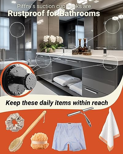 Suction Cup Hooks for Showers, Bathrooms, and Kitchens for Mounting on Smooth Tile, Glass Shower Doors, and Mirrors to Hang Loofah Sponges, Towels, Robes, and More, Gold, 2 Pack