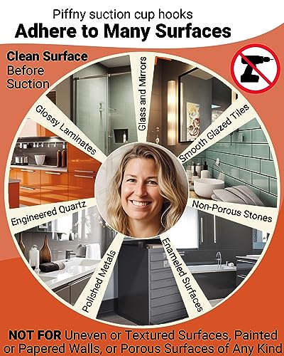 Suction Cup Hooks for Showers, Bathrooms, and Kitchens for Mounting on Smooth Tile, Glass Shower Doors, and Mirrors to Hang Loofah Sponges, Towels, Robes, and More, Gold, 2 Pack