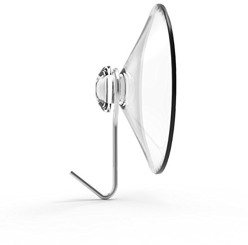 Suction Cup Hooks, Set of 6, 2" Clear Heavy Duty Cups W/Stainless Hook, Best for Shower, Bathroom, Kitchen, & Windows - Super Strong Pads Makes Them Perfect for Outdoor Use On Wreaths & Bird Feeders