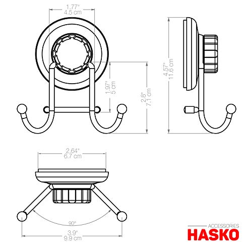 HASKO accessories - Powerful Vacuum Suction Cup Hooks Holder for Towel, Robe and Loofah - Stainless Steel Hook for Bathroom and Kitchen (Chrome)
