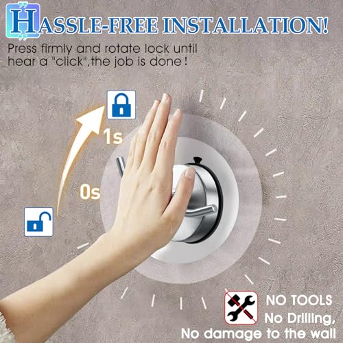 WAYCOM Suction Cup Hooks for Shower Set of 2 Double Towel Hooks for Bathrooms Waterproof Stainless Shower Hooks