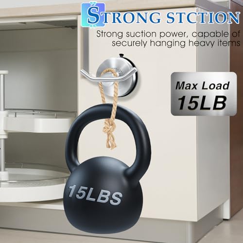 WAYCOM Suction Cup Hooks for Shower Set of 2 Double Towel Hooks for Bathrooms Waterproof Stainless Shower Hooks