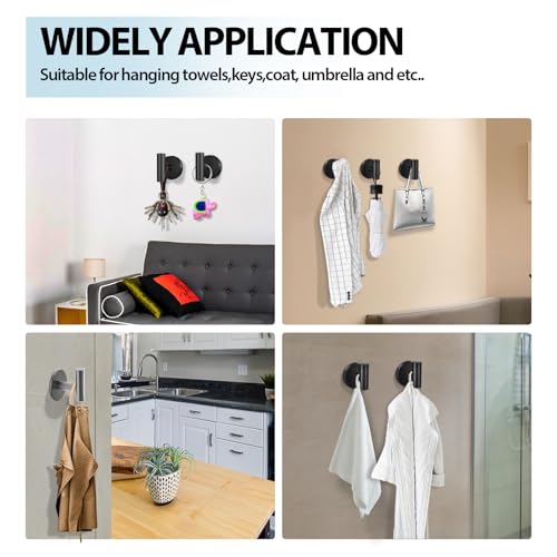 Kruodop Adhesive Hooks Towel Hooks for Bathroom,2 Packs Wall Mount Towel Holder, Matte Wall Robe Hook,Stainless Steel Heavy Duty Door Hanger Towel Hook for Kitchen, Bedroom,Hotel - Silver