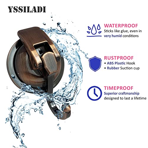 YSSILADI Suction Cup Hooks Heavy Duty Vacuum Suction Shower Hooks Glass Suction Cup Hooks Bathroom Robe Hooks Reusable, No Hole Punched, for Garland Decoration (2 Pack, Antique Brass)