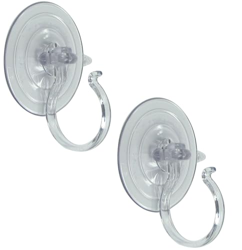 Holiday Joy Suction Cup Hooks - Pack of 2, Giant Suction Cups for Shower Wall, Front Door and Glass Window - Heavy-Duty Wreath Hook Set, Great for Christmas Decorations﻿