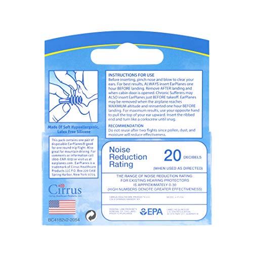 Cirrus Healthcare Adult EarPlanes for Airplane Travel Protection