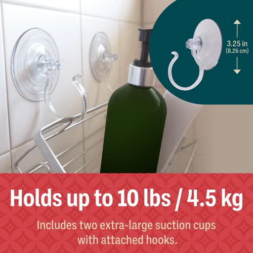 Holiday Joy Suction Cup Hooks - Pack of 2, Giant Suction Cups for Shower Wall, Front Door and Glass Window - Heavy-Duty Wreath Hook Set, Great for Christmas Decorations﻿