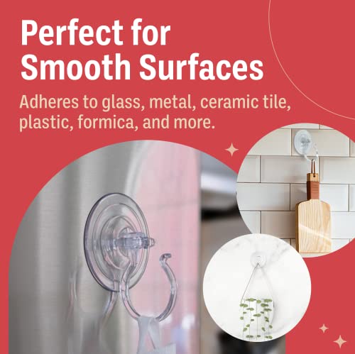 Holiday Joy Suction Cup Hooks - Pack of 2, Giant Suction Cups for Shower Wall, Front Door and Glass Window - Heavy-Duty Wreath Hook Set, Great for Christmas Decorations﻿