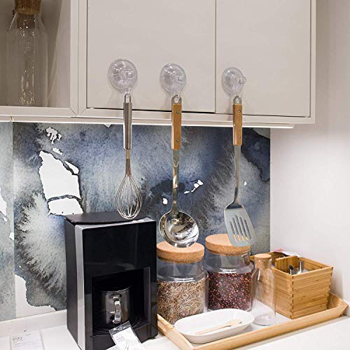 Quntis Suction Hooks 4 Packs, Powerful Push and Lock Vacuum Multi-Purpose Suction Shower Hooks Wreath Hanger Strong Absorption Suction Cup Holds Up to 3kg Transparent for Kitchen Bathroom Door Window