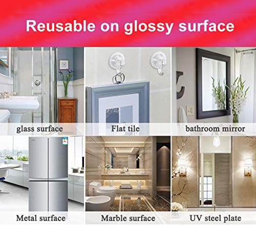 Quntis Suction Hooks 4 Packs, Powerful Push and Lock Vacuum Multi-Purpose Suction Shower Hooks Wreath Hanger Strong Absorption Suction Cup Holds Up to 3kg Transparent for Kitchen Bathroom Door Window