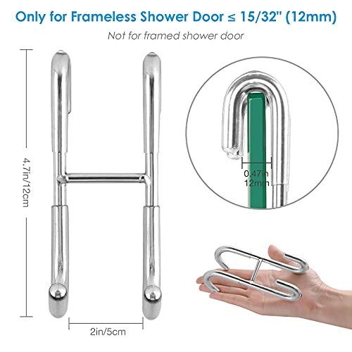 Simtive Shower Door Hooks (2-Pack), Towel Hooks for Bathroom Frameless Glass Shower Door, Shower Squeegee Hooks, Silver