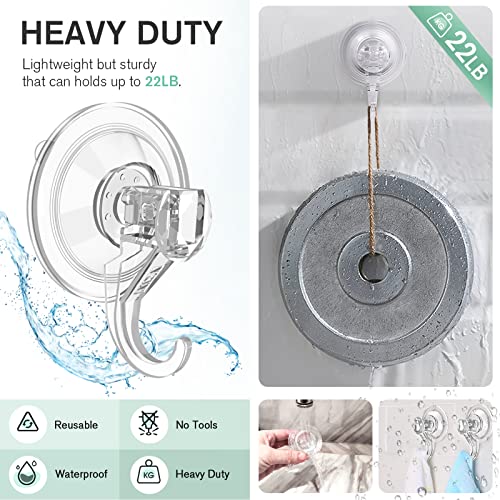 VIS'V Wreath Hanger, Large Clear Heavy Duty Suction Cup Wreath Hooks 22 LB Removable Strong Window Glass Door Suction Cup Wreath Holder for Halloween Christmas Wreath Decorations - 2 Pcs