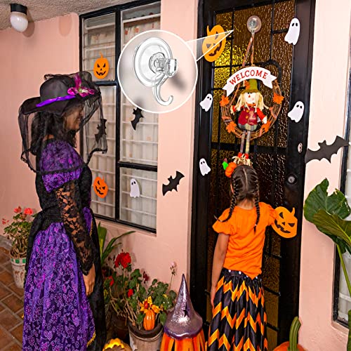 VIS'V Wreath Hanger, Large Clear Heavy Duty Suction Cup Wreath Hooks 22 LB Removable Strong Window Glass Door Suction Cup Wreath Holder for Halloween Christmas Wreath Decorations - 2 Pcs