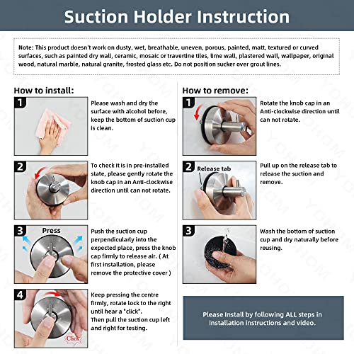 YOHOM Suction Cup Towel Ring Hand Towel Holder for Bathroom Vacuum Suction Washcloth Holder Dish Towel Hanger for Shower Wall No Drill Stainless Steel Brushed Finish