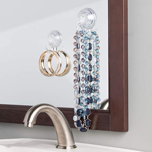 iDesign Power Lock Bathroom Shower Plastic Suction Cup Hooks for Loofah, Towels, Sponges, and More, Pack of 2, Clear