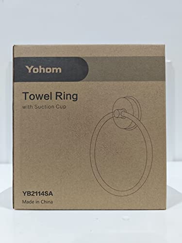 YOHOM Suction Cup Towel Ring Hand Towel Holder for Bathroom Vacuum Suction Washcloth Holder Dish Towel Hanger for Shower Wall No Drill Stainless Steel Brushed Finish