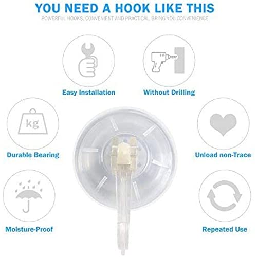 1st choice Clear Plastic Suction Cup Hook, oobest 6 Pack Ultra Heavy Duty Hooks Strong Power Lock Hooks Vacuum Traceless Hooks Smooth Waterproof Oil-Proof Wall Shower Kitchen Window Bathroom Holder