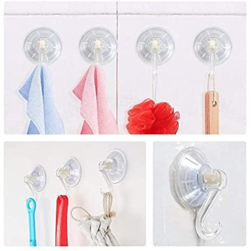 1st choice Clear Plastic Suction Cup Hook, oobest 6 Pack Ultra Heavy Duty Hooks Strong Power Lock Hooks Vacuum Traceless Hooks Smooth Waterproof Oil-Proof Wall Shower Kitchen Window Bathroom Holder