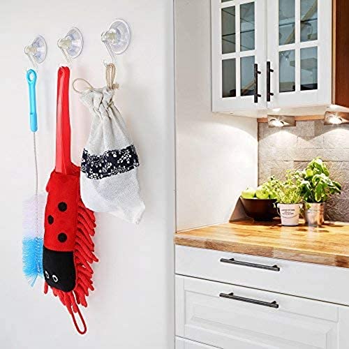 1st choice Clear Plastic Suction Cup Hook, oobest 6 Pack Ultra Heavy Duty Hooks Strong Power Lock Hooks Vacuum Traceless Hooks Smooth Waterproof Oil-Proof Wall Shower Kitchen Window Bathroom Holder